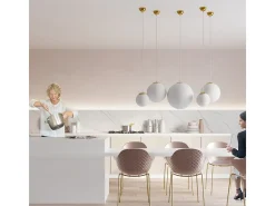 Lámparas colgantes Stera minimalista de acero/vidrio - 1 fuentes luminosas 3000K - L.40 x A.130 cm - Oro blanco