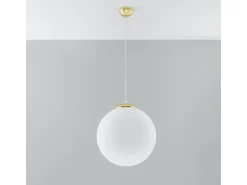 Lámparas colgantes Stera minimalista de acero/vidrio - 1 fuentes luminosas 3000K - L.40 x A.130 cm - Oro blanco