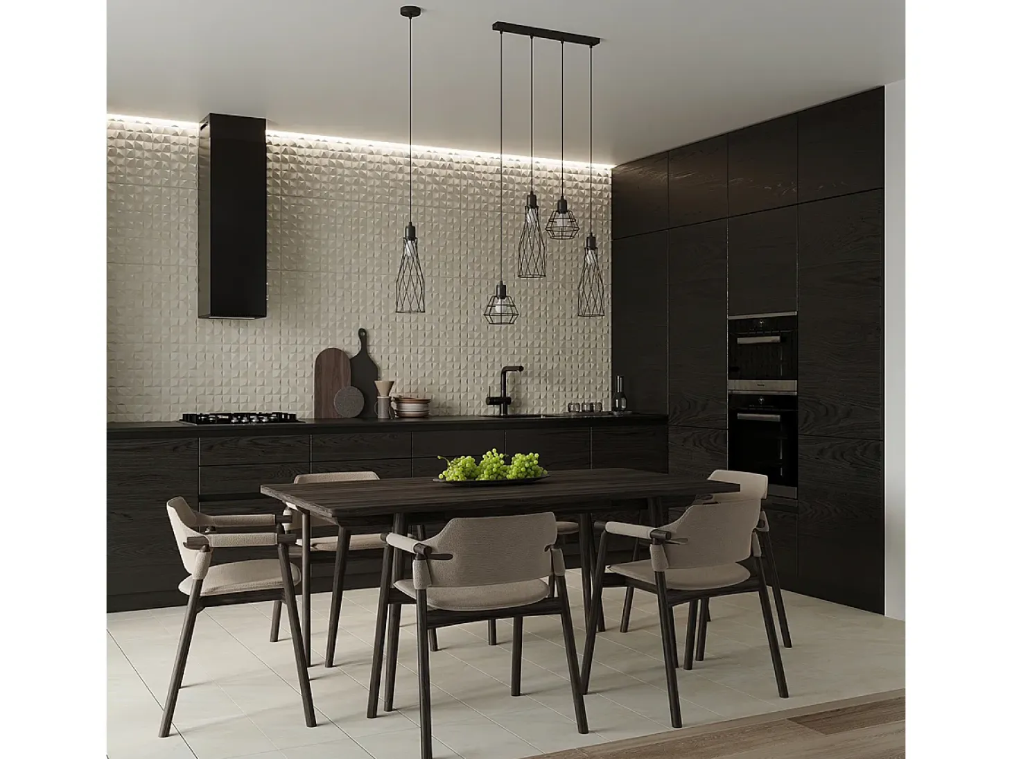 Lámparas Colgantes Suba Industrial De Acero - 4 Fuentes Luminosas - L.58 X A.120 Cm - Negro