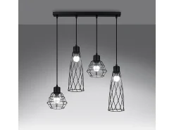 Lámparas Colgantes Suba Industrial De Acero - 4 Fuentes Luminosas - L.58 X A.120 Cm - Negro