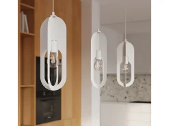 Lámparas colgantes Synexus moderno de acero - 3 fuentes luminosas 3000K - L.43 x A.130 cm - blanco
