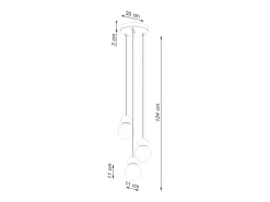 Lámparas colgantes Torch escandinavo de vidrio/madera - 3 fuentes luminosas 4000K - L.31 x A.124 cm - blanco/madera natural