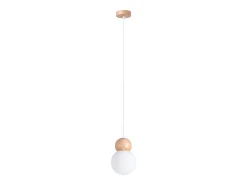 Lámparas colgantes Torch escandinavo de vidrio/madera - 1 fuentes luminosas 4000K - L.11 x A.124 cm - blanco/madera natural