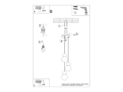 Lámparas colgantes Torch escandinavo de vidrio/madera - 3 fuentes luminosas 3000K - L.31 x A.124 cm - blanco/madera natural