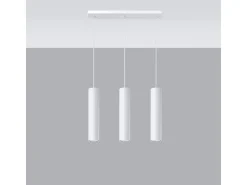 Lámparas colgantes Toris moderno de acero - 3 fuentes luminosas 3000K - L.45 x A.90 cm - blanco