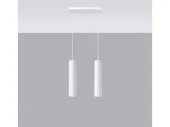 Lámparas colgantes Toris moderno de acero - 2 fuentes luminosas 3000K - L.30 x A.90 cm - blanco