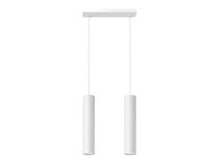 Lámparas colgantes Toris moderno de acero - 2 fuentes luminosas 3000K - L.30 x A.90 cm - blanco