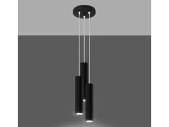 Lámparas colgantes Toris moderno de acero - 3 fuentes luminosas 4000K - L.20 x A.110 cm - negro