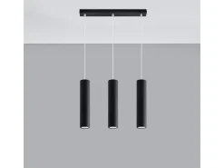 Lámparas colgantes Toris moderno de acero - 3 fuentes luminosas 3000K - L.45 x A.90 cm - negro
