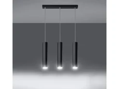 Lámparas colgantes Toris moderno de acero - 3 fuentes luminosas 4000K - L.45 x A.90 cm - negro