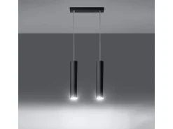 Lámparas colgantes Toris moderno de acero - 2 fuentes luminosas 4000K - L.30 x A.90 cm - negro