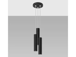 Lámparas colgantes Toris moderno de acero - 3 fuentes luminosas 3000K - L.20 x A.110 cm - negro