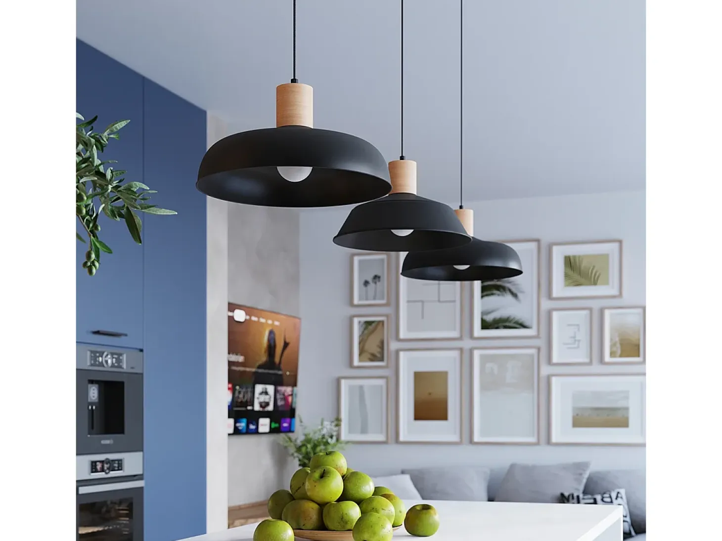Lámparas colgantes Velture escandinavo de acero - 1 fuentes luminosas 4000K - L.38 x A.120 cm - negro