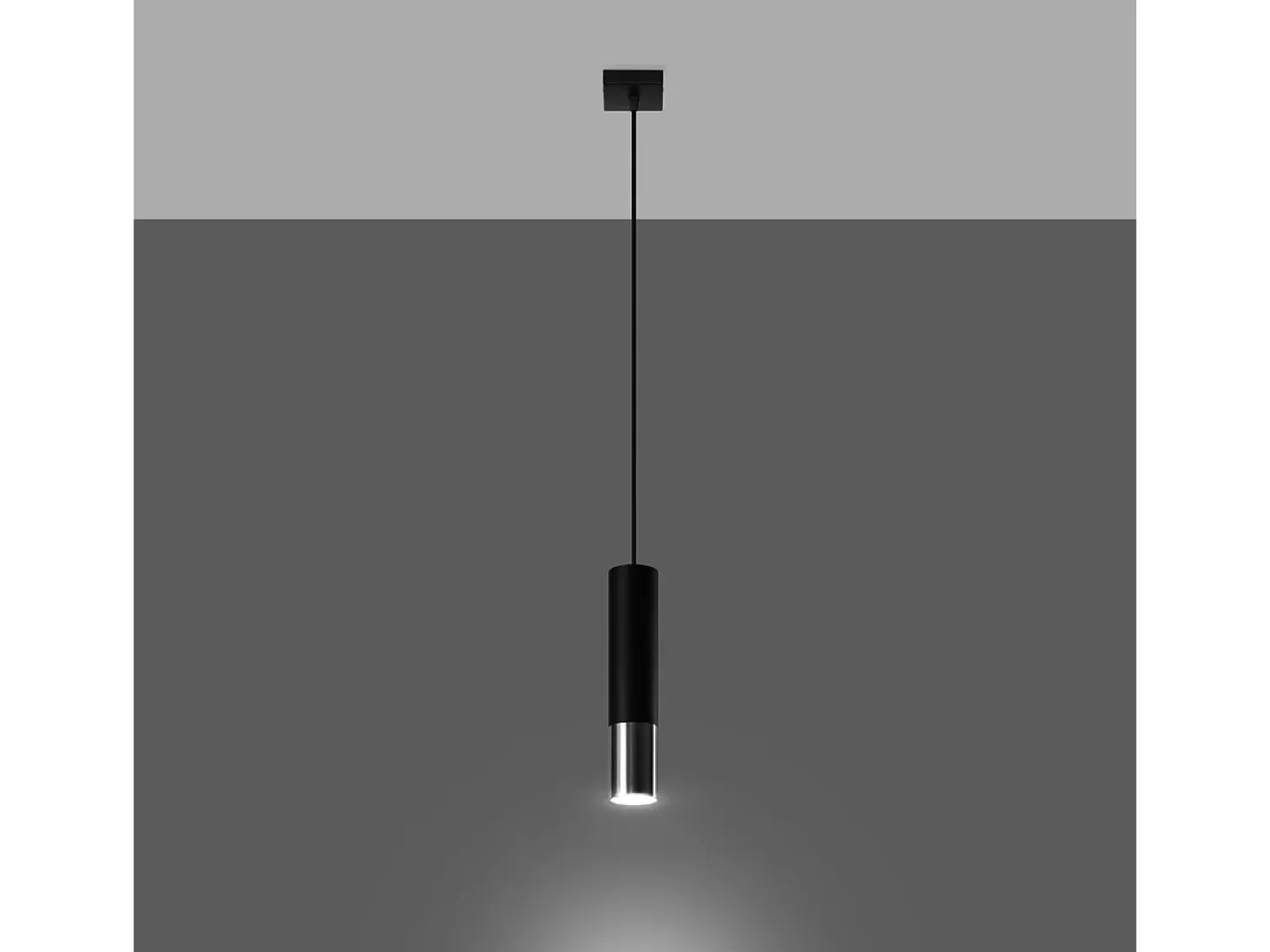 Lámparas colgantes Zarpex moderno de acero - 1 fuentes luminosas 4000K - L.8 x A.100 cm - negro/cromo