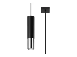 Lámparas colgantes Zarpex moderno de acero - 1 fuentes luminosas 4000K - L.8 x A.100 cm - negro/cromo