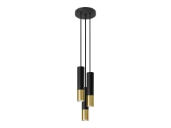 Lámparas colgantes Zarpex moderno de acero - 3 fuentes luminosas 3000K - L.20 x A.90 cm - oro negro