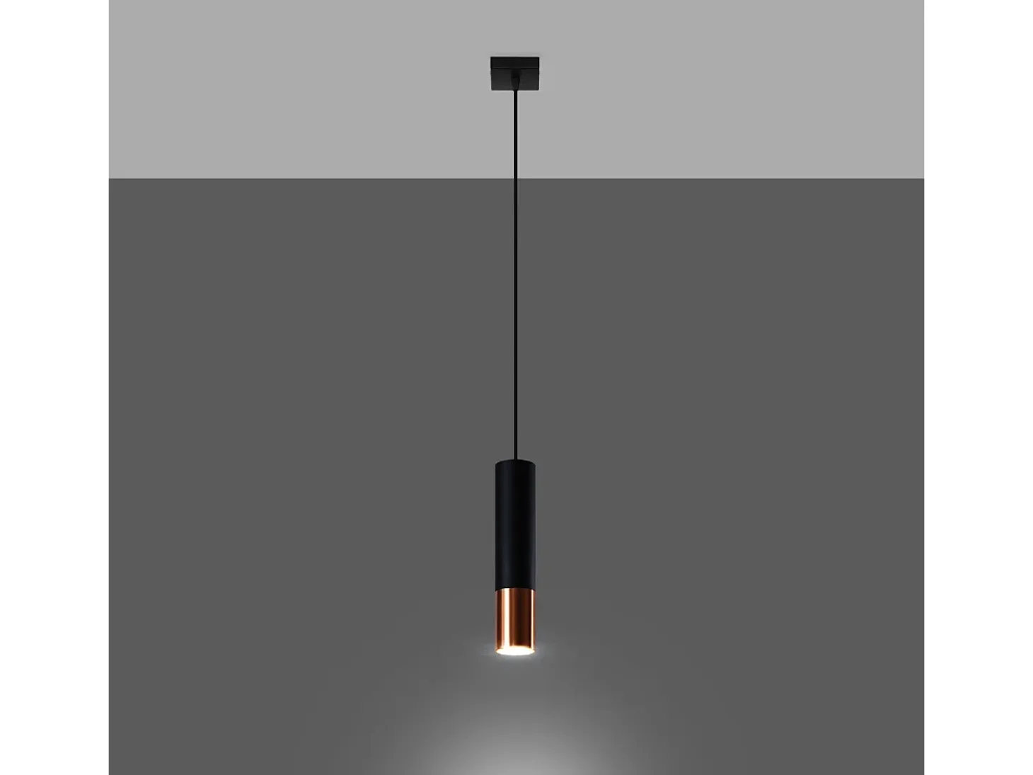 Lámparas colgantes Zarpex moderno de acero - 1 fuentes luminosas 4000K - L.8 x A.100 cm - negro/cobre