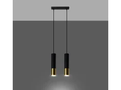 Lámparas colgantes Zarpex moderno de acero - 2 fuentes luminosas 4000K - L.30 x A.90 cm - oro negro