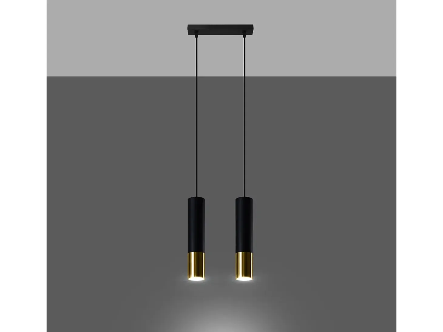Lámparas colgantes Zarpex moderno de acero - 2 fuentes luminosas 4000K - L.30 x A.90 cm - oro negro