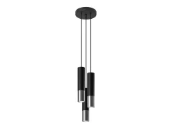 Lámparas colgantes Zarpex moderno de acero - 3 fuentes luminosas 4000K - L.20 x A.90 cm - negro/cromo