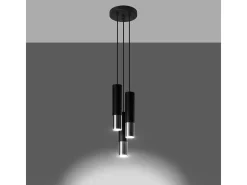 Lámparas colgantes Zarpex moderno de acero - 3 fuentes luminosas 4000K - L.20 x A.90 cm - negro/cromo