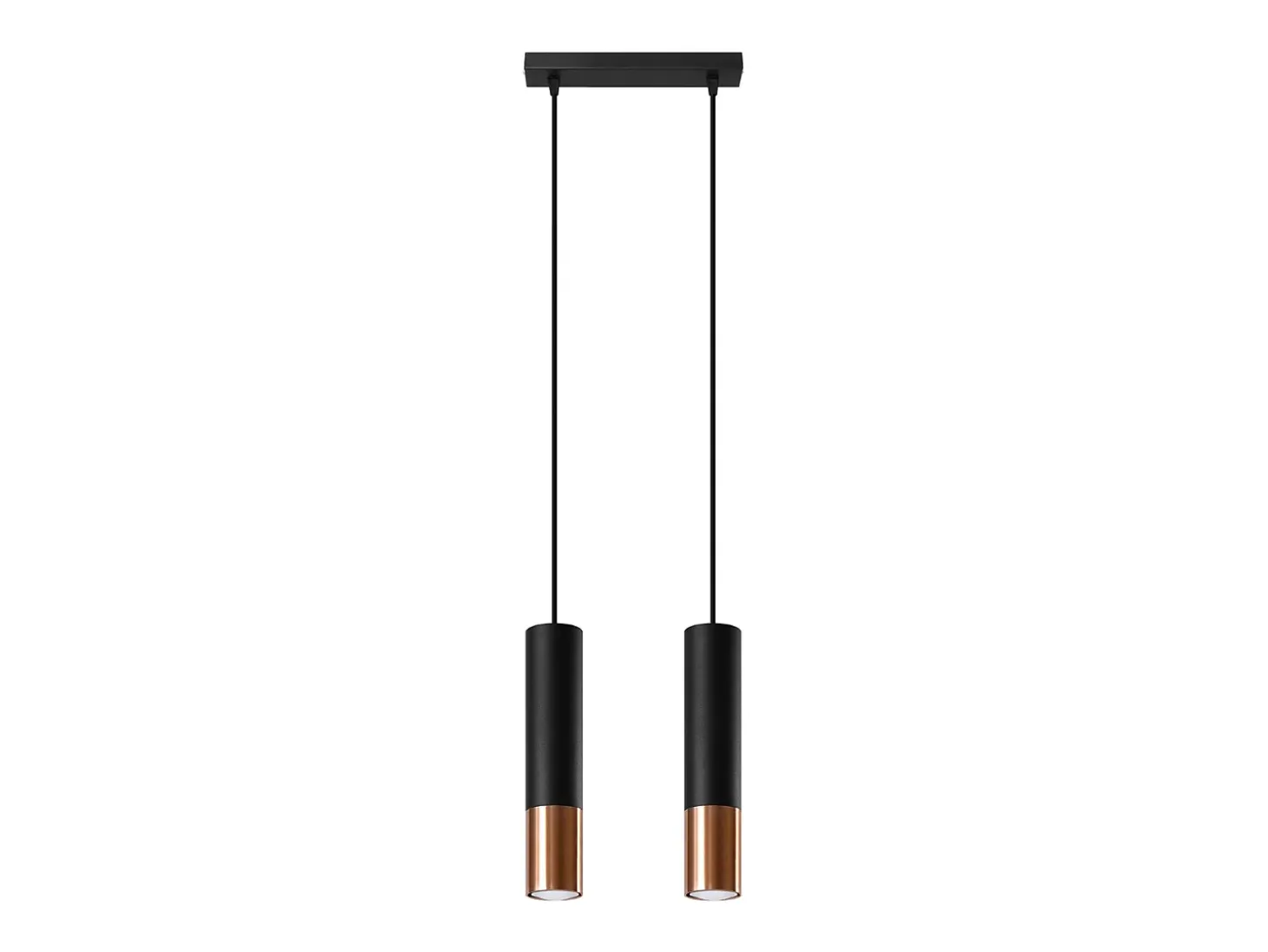 Lámparas colgantes Zarpex moderno de acero - 2 fuentes luminosas 4000K - L.30 x A.90 cm - negro/cobre
