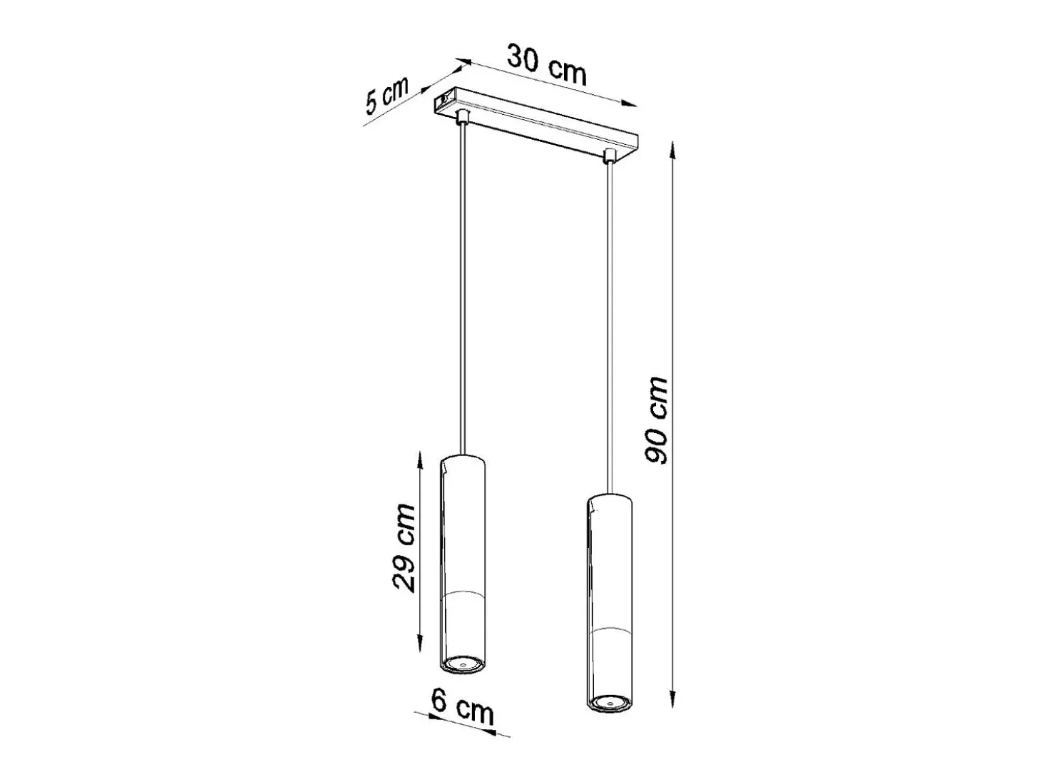 Lámparas colgantes Zarpex moderno de acero - 2 fuentes luminosas 3000K - L.30 x A.90 cm - negro/cobre