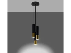 Lámparas colgantes Zarpex moderno de acero - 3 fuentes luminosas 4000K - L.20 x A.90 cm - oro negro