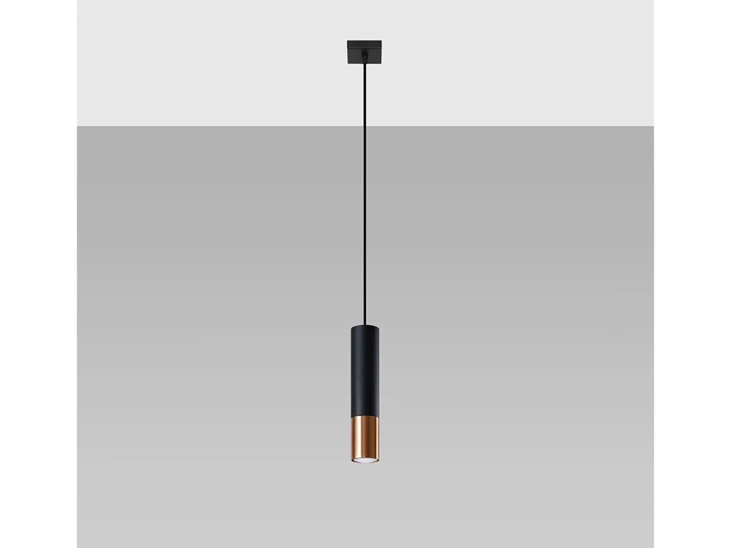 Lámparas colgantes Zarpex moderno de acero - 1 fuentes luminosas 3000K - L.8 x A.100 cm - negro/cobre