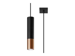 Lámparas colgantes Zarpex moderno de acero - 1 fuentes luminosas 3000K - L.8 x A.100 cm - negro/cobre