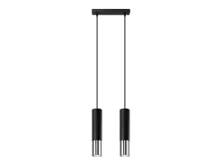 Lámparas colgantes Zarpex moderno de acero - 2 fuentes luminosas 3000K - L.30 x A.90 cm - negro/cromo