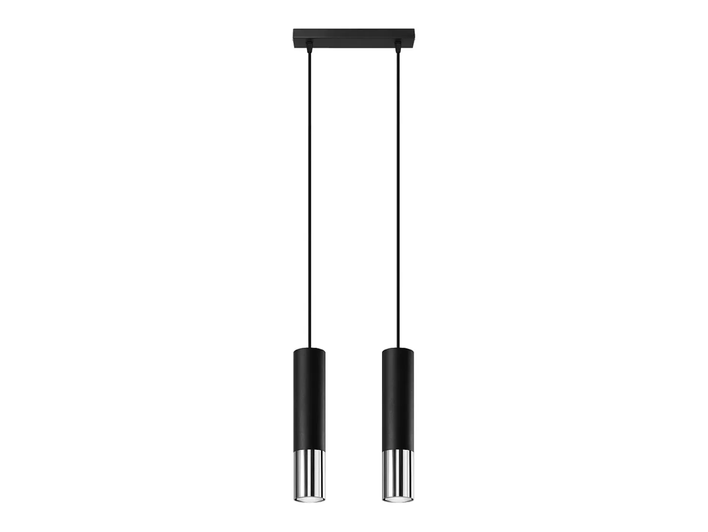 Lámparas colgantes Zarpex moderno de acero - 2 fuentes luminosas 3000K - L.30 x A.90 cm - negro/cromo