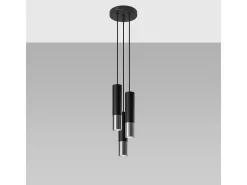 Lámparas colgantes Zarpex moderno de acero - 3 fuentes luminosas 3000K - L.20 x A.90 cm - negro/cromo