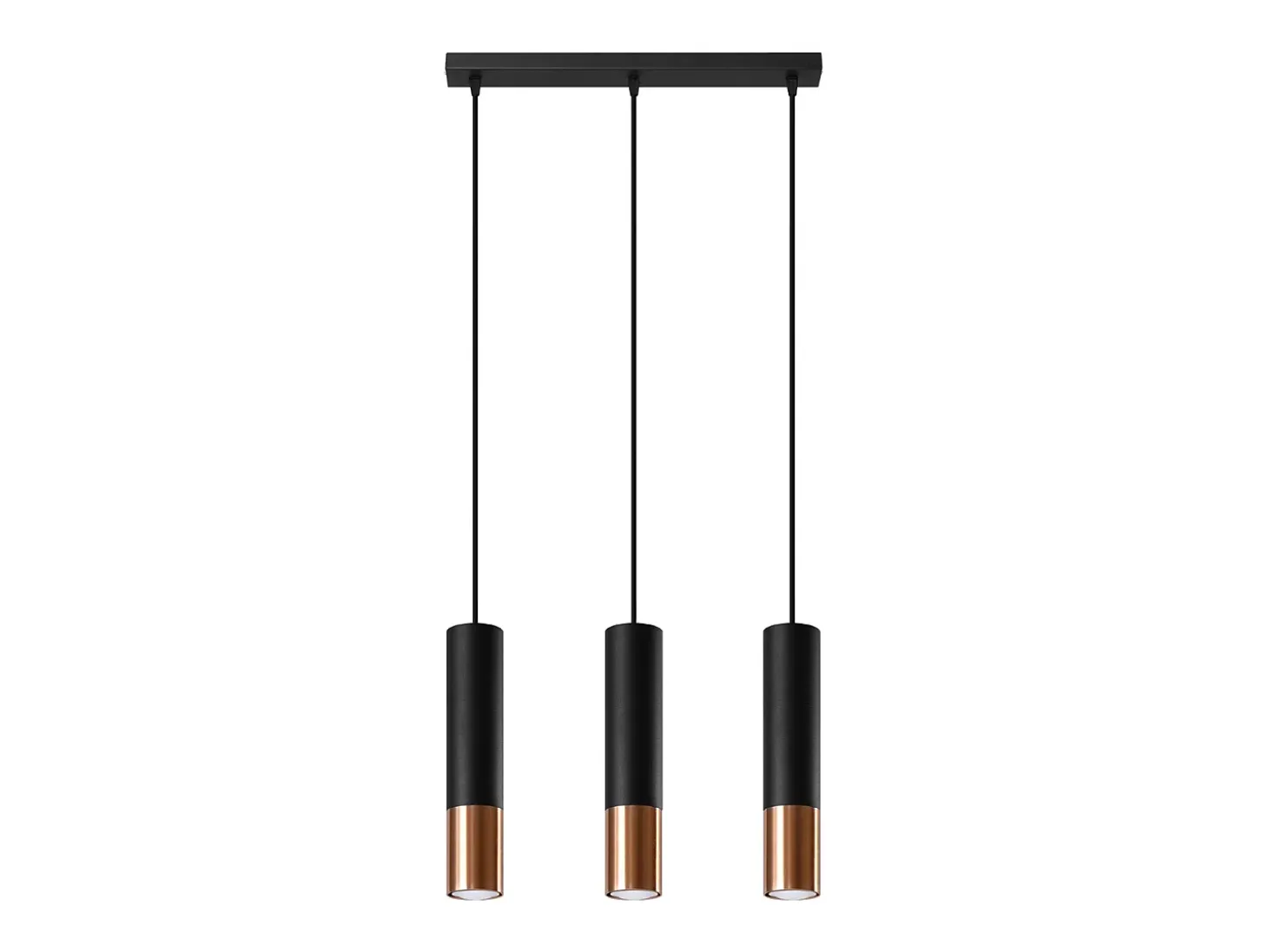 Lámparas colgantes Zarpex moderno de acero - 3 fuentes luminosas 3000K - L.45 x A.90 cm - negro/cobre