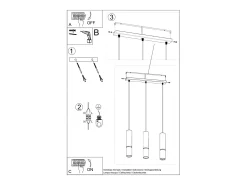 Lámparas colgantes Zarpex moderno de acero - 3 fuentes luminosas 3000K - L.45 x A.90 cm - negro/cobre