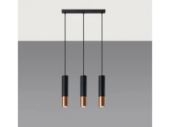 Lámparas colgantes Zarpex moderno de acero - 3 fuentes luminosas 3000K - L.45 x A.90 cm - negro/cobre