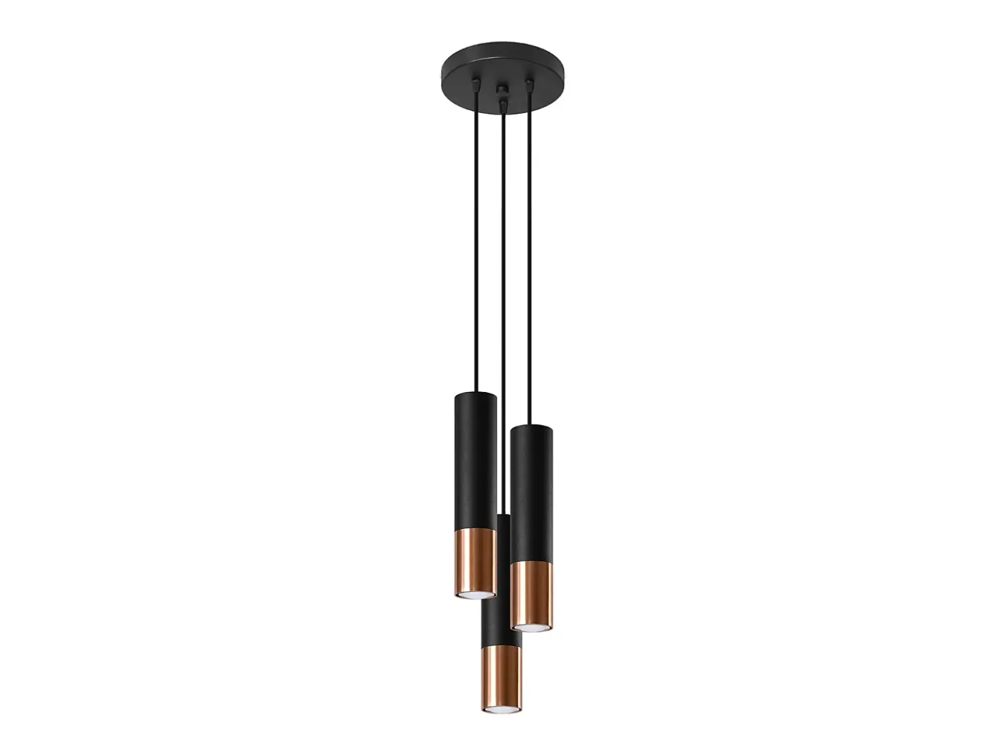 Lámparas colgantes Zarpex moderno de acero - 3 fuentes luminosas 3000K - L.20 x A.90 cm - negro/cobre
