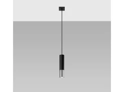 Lámparas colgantes Zarpex moderno de acero - 1 fuentes luminosas 3000K - L.8 x A.100 cm - negro/cromo