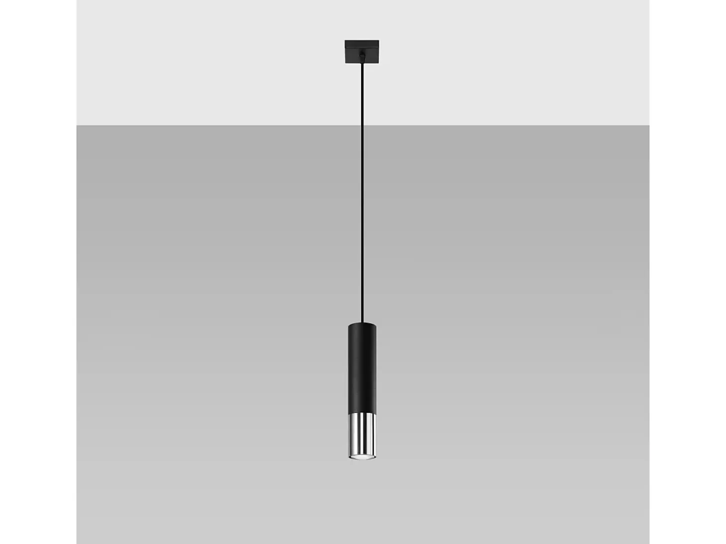 Lámparas colgantes Zarpex moderno de acero - 1 fuentes luminosas 3000K - L.8 x A.100 cm - negro/cromo