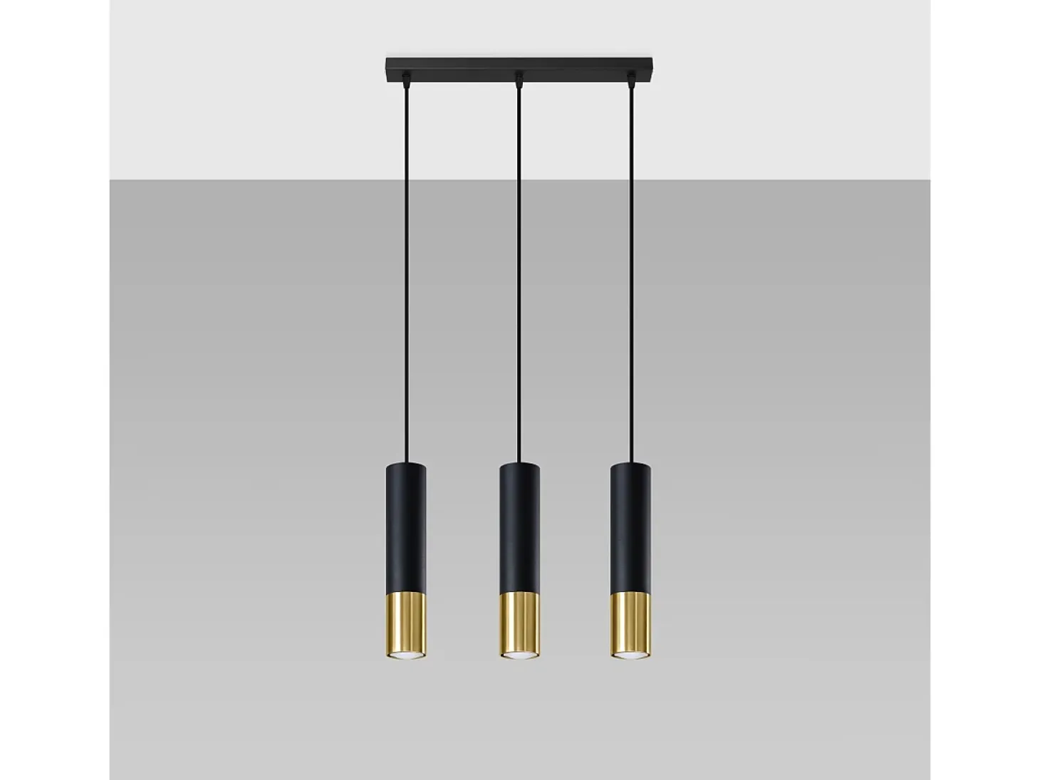 Lámparas colgantes Zarpex moderno de acero - 3 fuentes luminosas 3000K - L.45 x A.90 cm - oro negro