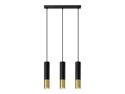Lámparas colgantes Zarpex moderno de acero - 3 fuentes luminosas 3000K - L.45 x A.90 cm - oro negro