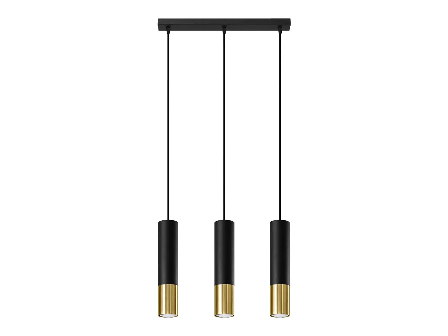 Lámparas colgantes Zarpex moderno de acero - 3 fuentes luminosas 3000K - L.45 x A.90 cm - oro negro