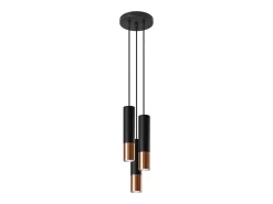 Lámparas colgantes Zarpex moderno de acero - 3 fuentes luminosas 4000K - L.20 x A.90 cm - negro/cobre