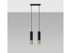 Lámparas colgantes Zarpex moderno de acero - 2 fuentes luminosas 3000K - L.30 x A.90 cm - oro negro
