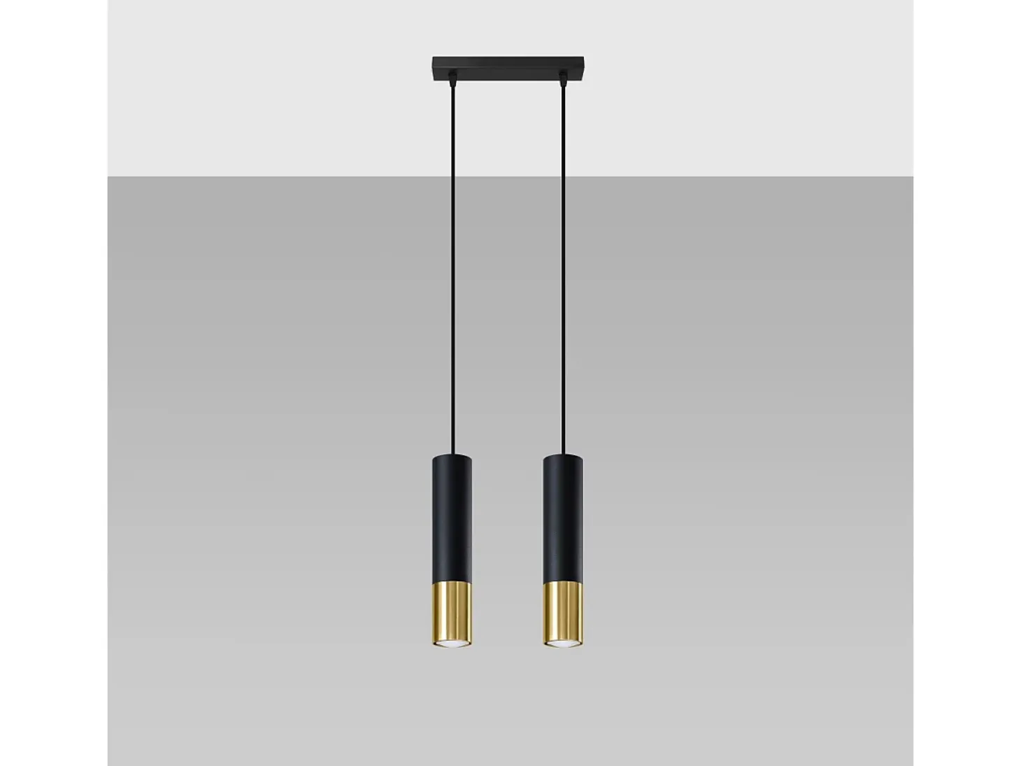 Lámparas colgantes Zarpex moderno de acero - 2 fuentes luminosas 3000K - L.30 x A.90 cm - oro negro