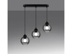 Lámparas colgantes Zelaro moderno de acero - 3 fuentes luminosas 4000K - L.45 x A.117 cm - negro