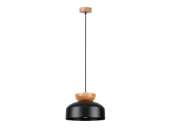 Lámparas colgantes Zeleron escandinavo de madera/acero - 1 fuentes luminosas 3000K - L.29,5 x A.130 cm - negro/madera natural