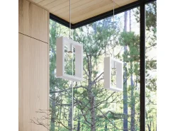 Lámparas colgantes Zodiara escandinavo de acero/madera - 1 fuentes luminosas 3000K - L.24 x A.133 cm - blanco