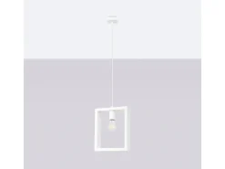 Lámparas colgantes Zodiara escandinavo de acero/madera - 1 fuentes luminosas 3000K - L.24 x A.133 cm - blanco