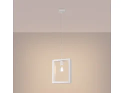 Lámparas colgantes Zodiara escandinavo de acero/madera - 1 fuentes luminosas 4000K - L.24 x A.133 cm - blanco